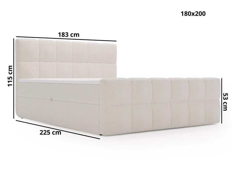 Boxspringbett mit Bettkasten 180x200 Bouclé-Stoff Alicante Schwarz