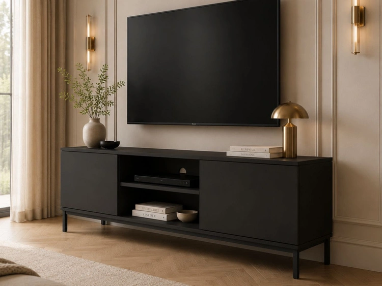 TV-Lowboard mit Türen 150 cm Soroko Schwarz