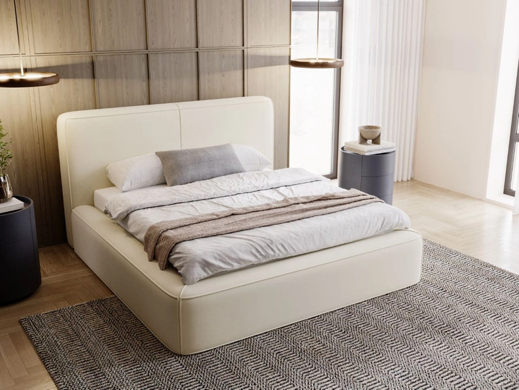 Polsterbett mit Bettkasten und Lattenrost 180x200 Amaro Beige
