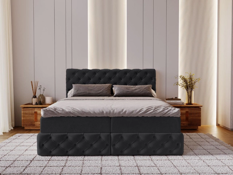 Boxspringbett mit Bettkasten 120x200 Canolo Schwarz