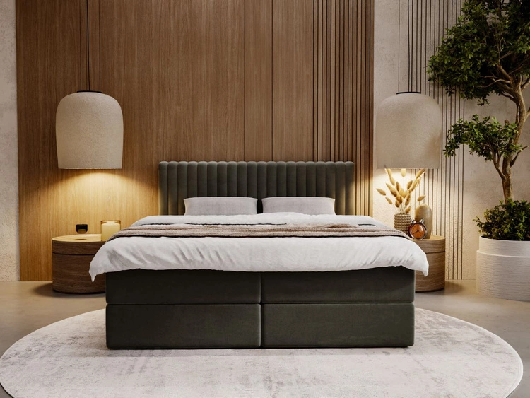 Boxspringbett mit Bettkasten 160x200 Marbella Dunkelgrau
