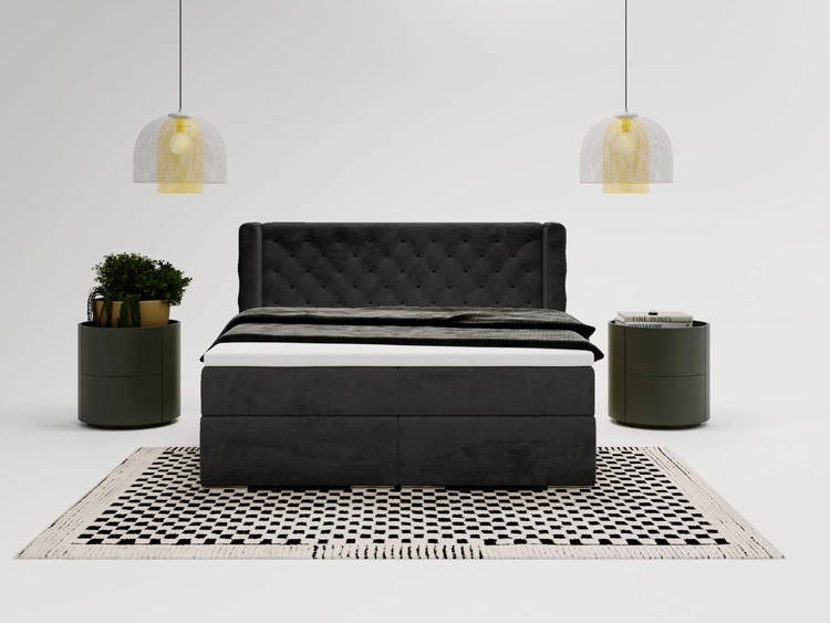 Boxspringbett mit Bettkasten 160x200 Lion Schwarz