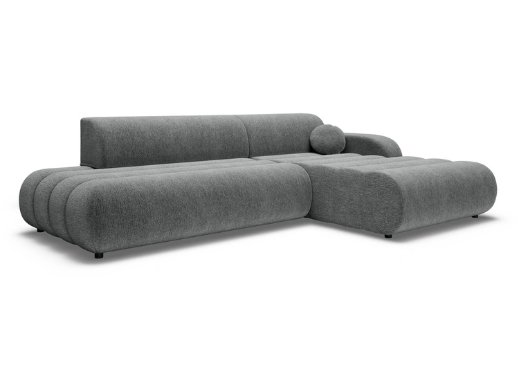 Ecksofa L-Form mit Schlaffunktion und Bettkasten Lisso Rechts Grau