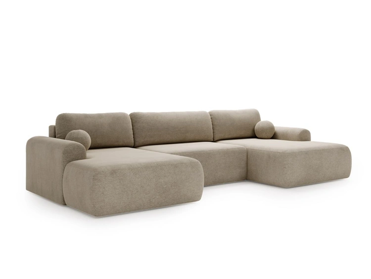 Wohnlandschaft mit Schlaffunktion und Bettkasten Savana Beige