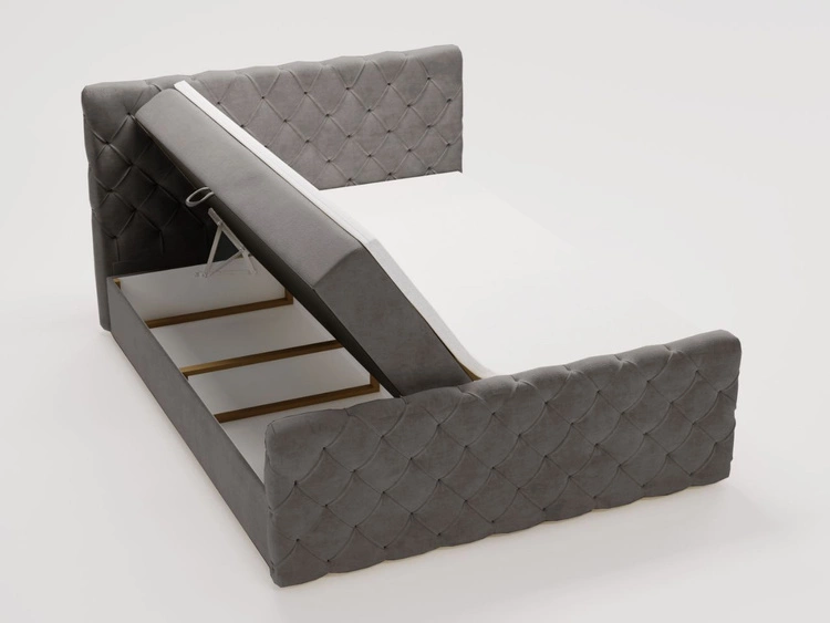 Boxspringbett mit Bettkasten 180x200 Lunaris Dunkelgrau