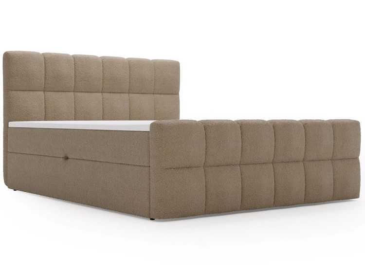 Boxspringbett mit Bettkasten 160x200 Bouclé-Stoff Alicante Braun