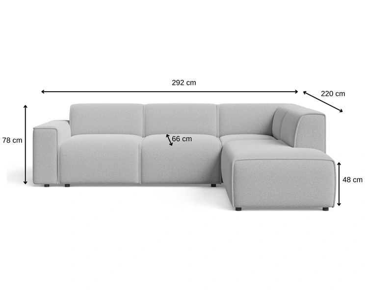 Ecksofa L-Form Links Eluno Bouclé-Stoff Grau