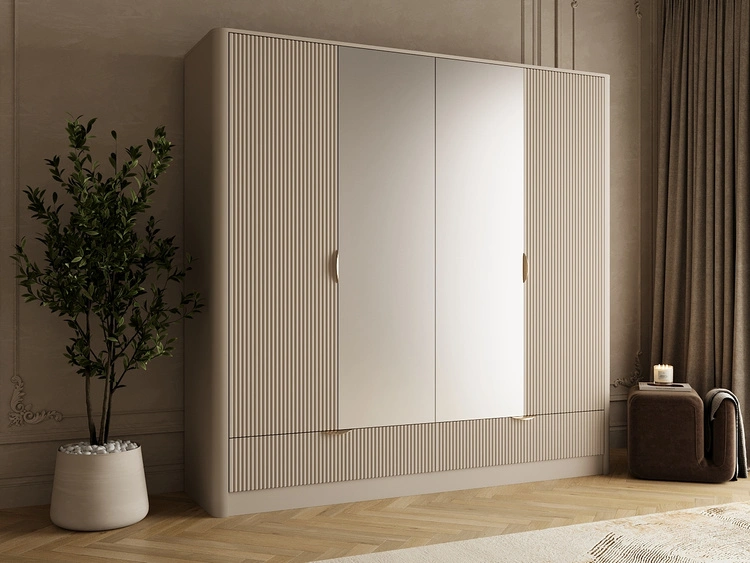 Kleiderschrank mit Spiegel Latina Beige