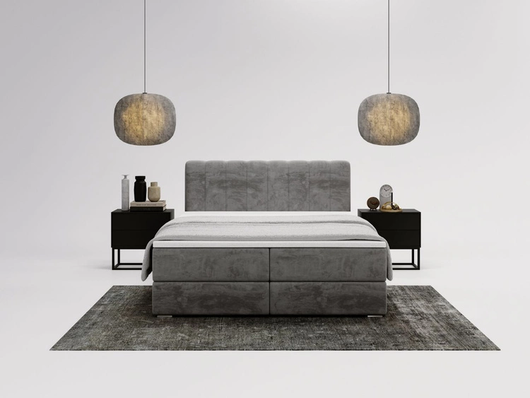 Boxspringbett mit Bettkasten 180x200 Forte Grau