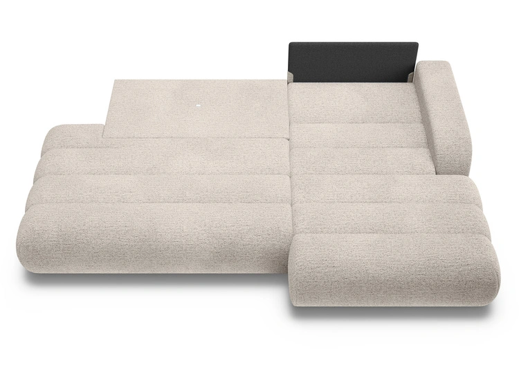 Ecksofa L-Form mit Schlaffunktion und Bettkasten Lisso Rechts Cremefarben