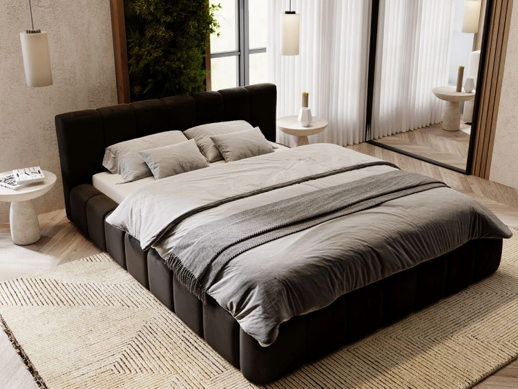 Polsterbett mit Bettkasten und Lattenrost 160x200 Split Schwarz