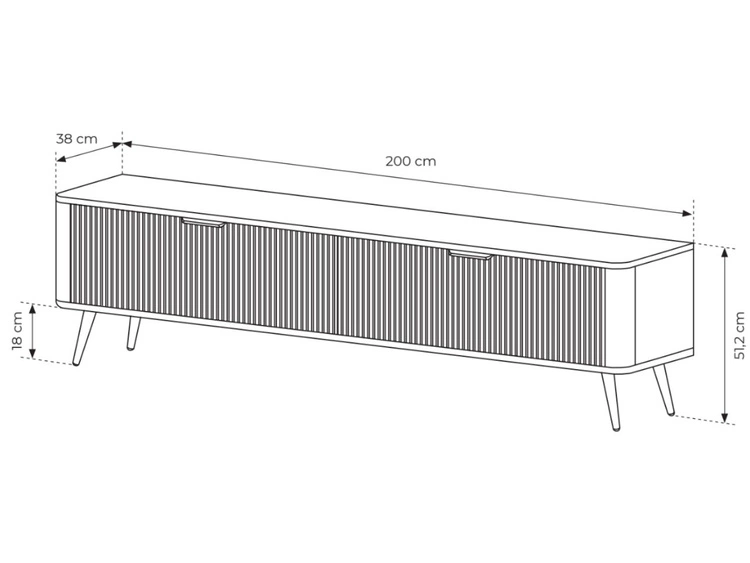 TV-Lowboard mit Türen 200 cm Latina Weiß