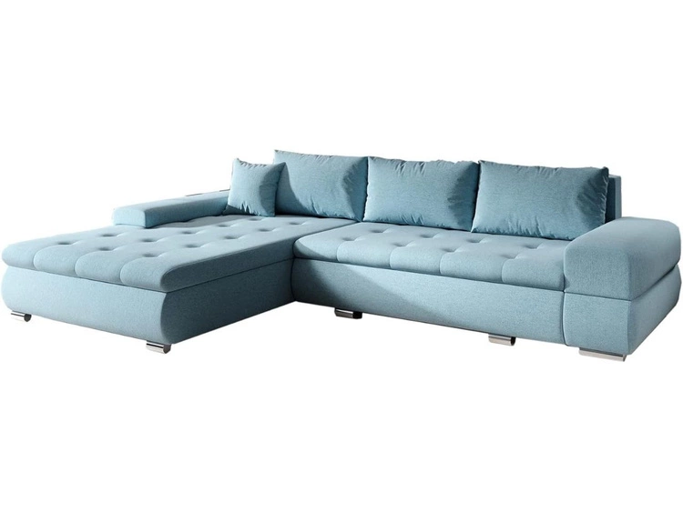 Ecksofa L-Form mit Schlaffunktion und Bettkasten Sonia Hellblau