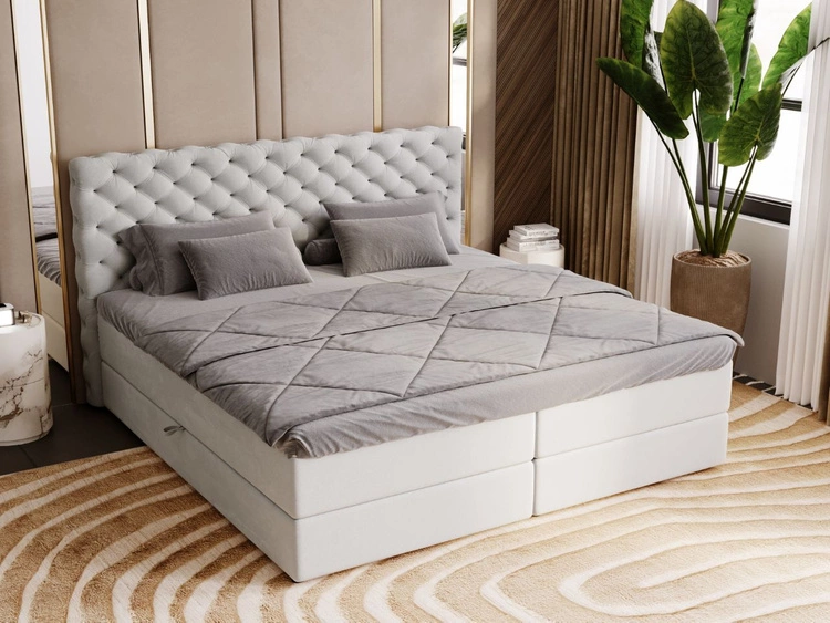 Boxspringbett mit Bettkasten 200x200 Bergamo Hellgrau