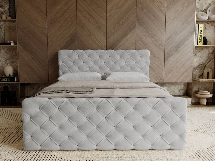 Boxspringbett mit Bettkasten 160x200 Lunaris Hellgrau