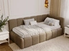 Jugendbett Einzelbett mit Bettkasten und Lattenrost 90x200 Cloud One Braun Bouclé-Stoff 