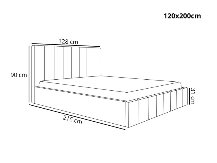 Polsterbett mit Bettkasten und Lattenrost 120x200 Siena Beige
