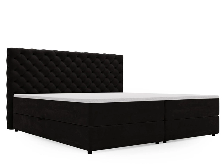 Boxspringbett mit Bettkasten 160x200 Bergamo Schwarz