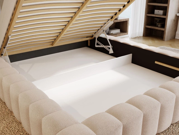 Polsterbett mit Bettkasten und Lattenrost 120x200 Rotto Beige