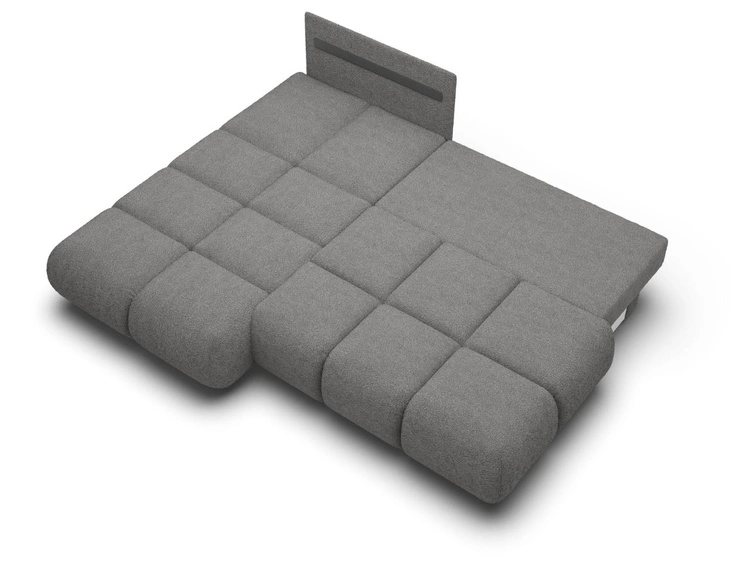 Ecksofa mit Schlaffunktion und Bettkasten Links Milet Grau