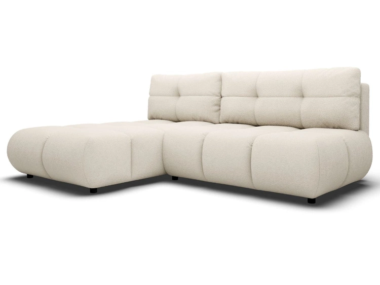 Ecksofa mit Schlaffunktion und Bettkasten Links Milet Creme