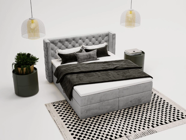 Boxspringbett mit Bettkasten 120x200 Lion Grau