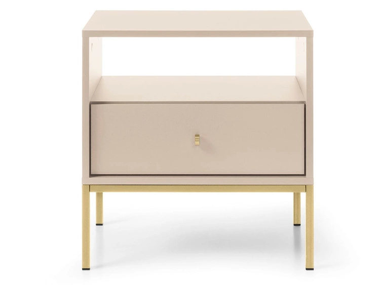 Nachttisch mit Schublade auf Golden Metallbeinen Amor Beige