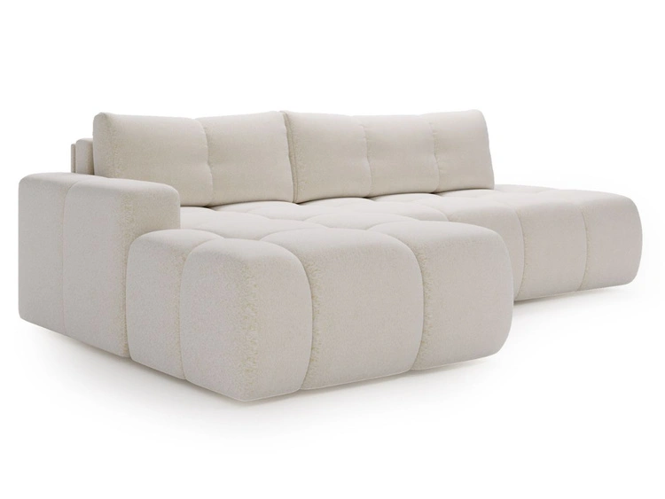 Ecksofa L-Form Links mit Schlaffunktion und Bettkasten Montero Weiß