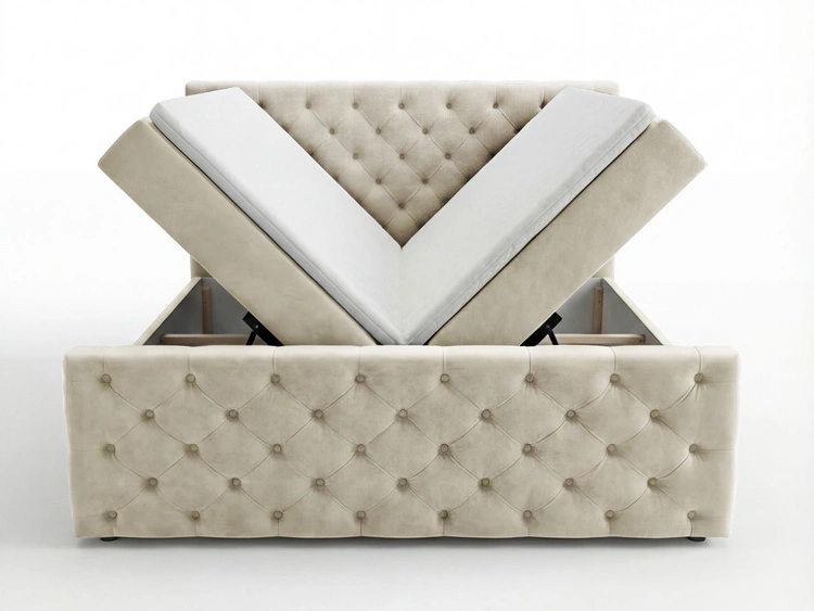 Boxspringbett mit Bettkasten 140x200 Montego Creme