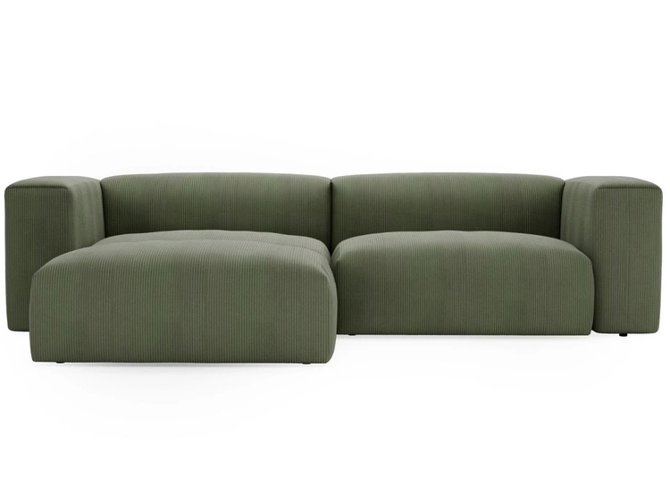 Ecksofa L-Form Links Moderne Cord Ecksofa Landi Grün