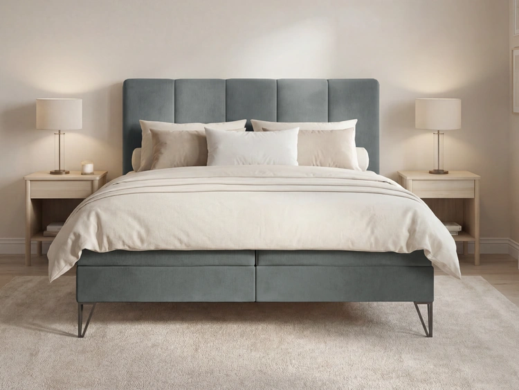 Boxspringbett mit Bettkasten 180x200 Vendi grau