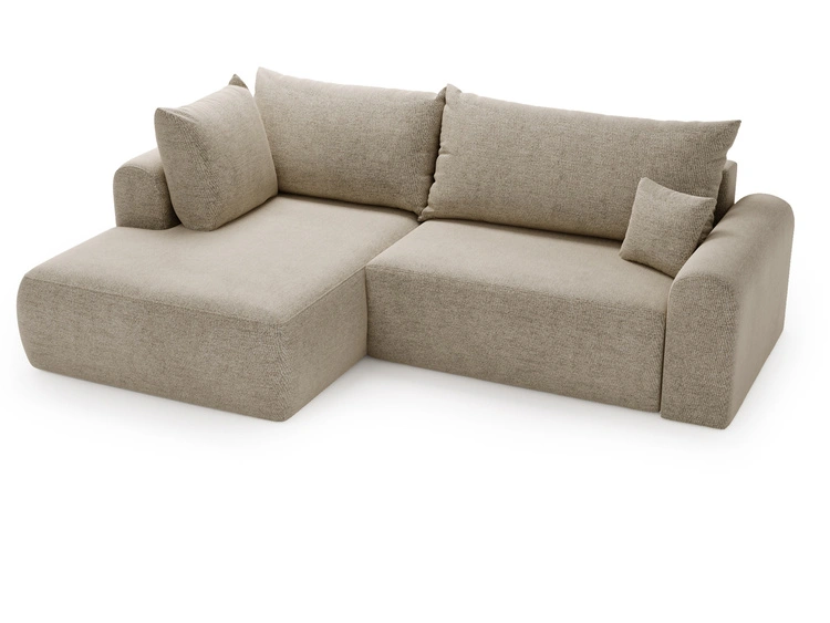 Ecksofa L-Form mit Schlaffunktion und Bettkasten Savana Bis Beige
