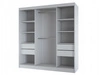 Schiebetürenschrank mit Lamellen und Spiegel 200 cm Lucena Weiß