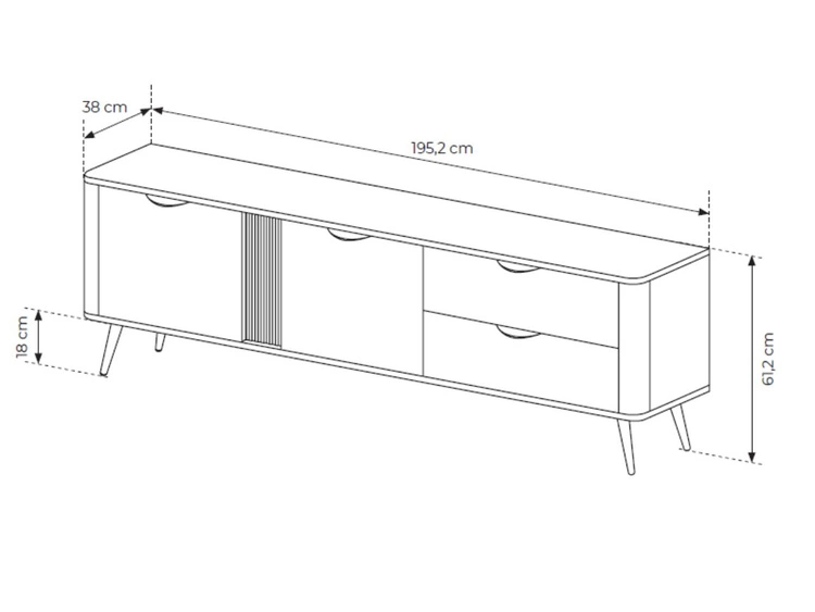 TV-Lowboard mit Türen und Schubladen 195 Magico Eiche Dunin