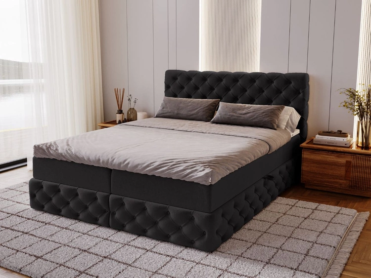 Boxspringbett mit Bettkasten 180x200 Canolo Schwarz
