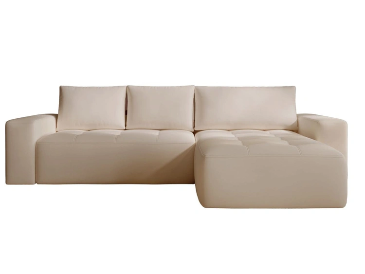 Ecksofa L-Form Rechts mit Schlaffunktion und Bettkasten Portland Beige