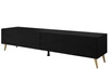 TV-Lowboard mit zwei Türen auf golden Beinen 175 cm mit LED-Beleuchtung Sorelle Schwarz Matt