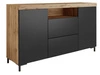 Zweittürige Kommode 164 cm im Loft-Stil Asumi Schwarz matt und Eiche Wotan