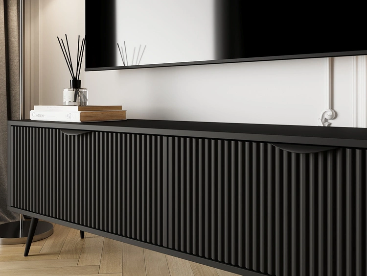TV-Lowboard mit Türen 163 cm Latina Schwarz