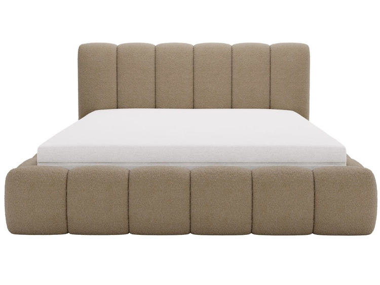 Polsterbett mit Bettkasten und Lattenrost 180x200 Cloud Bouclé-Stoff Braun
