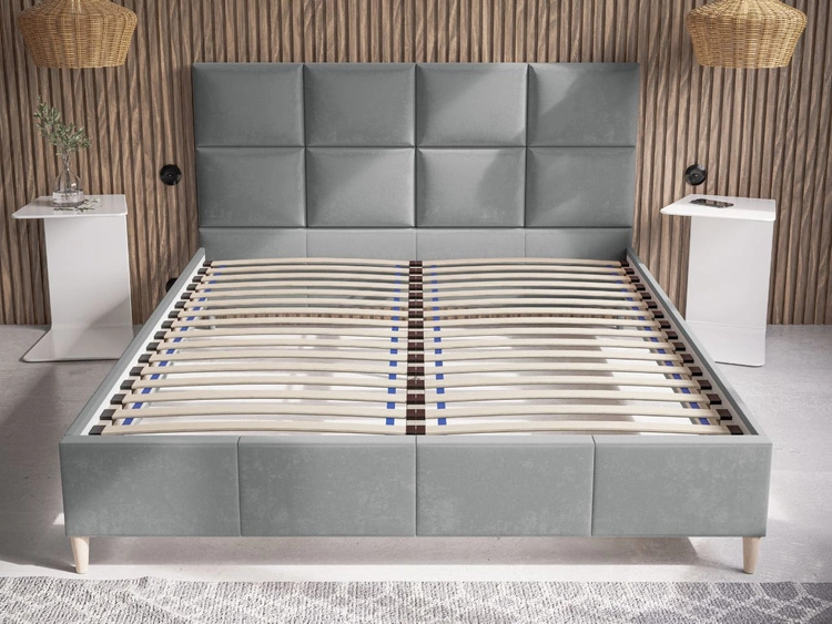 Polsterbett mit Lattenrost 140x200 Luxe Dunkelblau