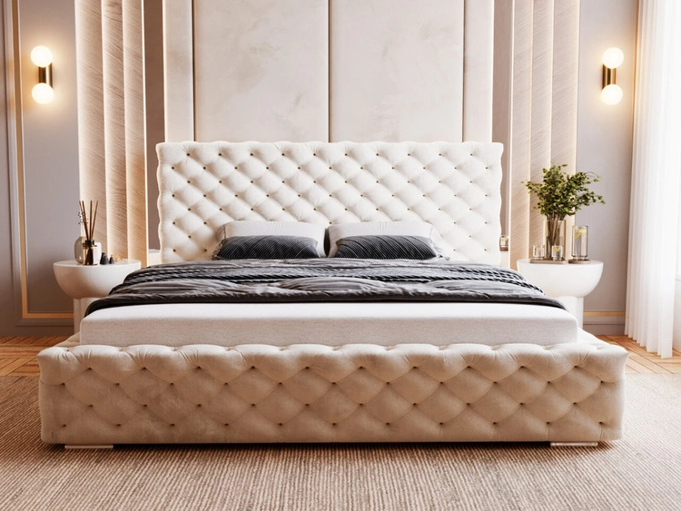 Polsterbett mit Bettkasten und Lattenrost 180x200 Astra Beige