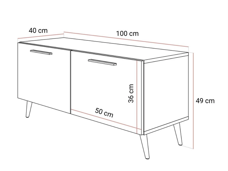 TV-Lowboard mit Türen auf Goldenen Metallbeinen 100 cm Noaé Kaschmir