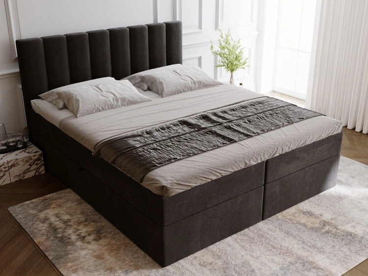 Boxspringbett mit Bettkasten 180x200 Mocca Schwarz