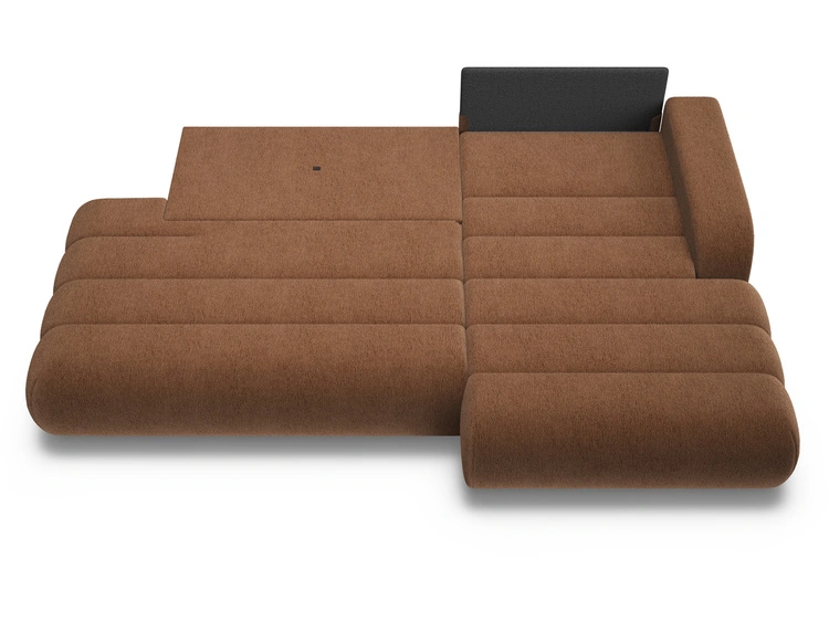 Ecksofa L-Form mit Schlaffunktion und Bettkasten Lisso Rechts Terrakotta