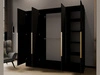 Kleiderschrank mit Spiegel 200 cm Lucca Schwarz mit goldenen Griffen
