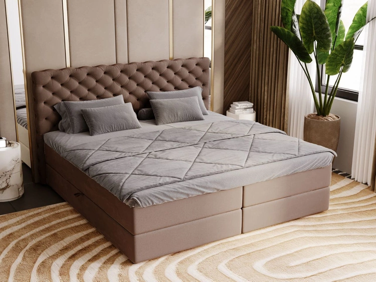 Boxspringbett mit Bettkasten 180x200 Bergamo Braun