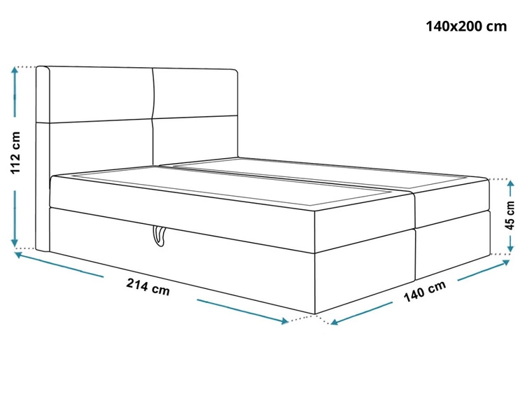 Boxspringbett mit Bettkasten 140x200 Hera Dunkelblau