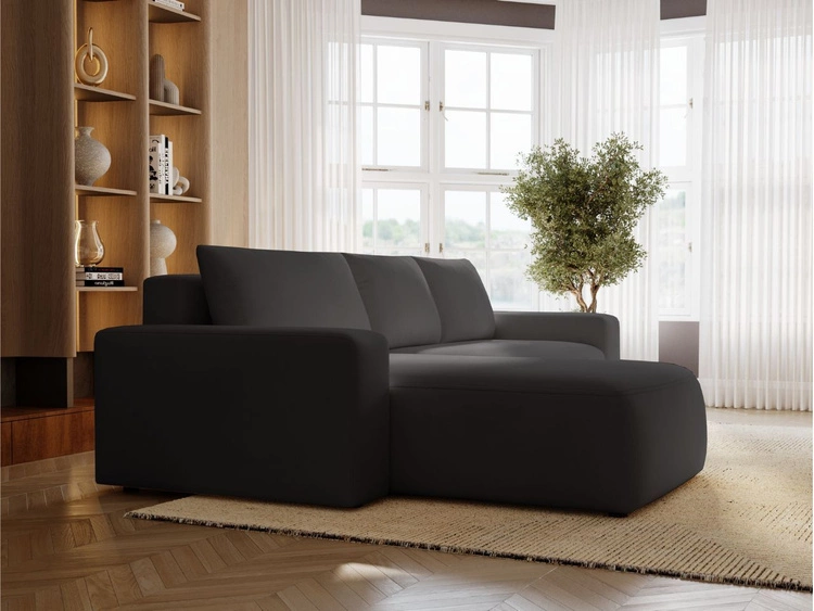 Ecksofa L-Form Links mit Schlaffunktion und Bettkasten Tazones Schwarz