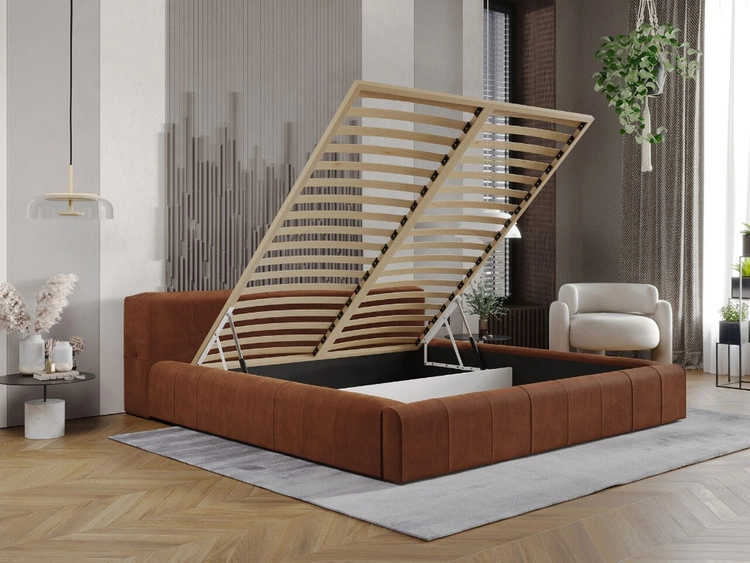 Polsterbett mit Bettkasten und Lattenrost 180x200 Lipari Braun